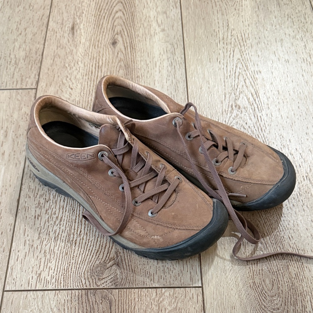 Keen Brown Leather Lace-Up Casual Sneakers